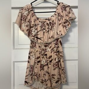 Off the shoulder flowy romper.